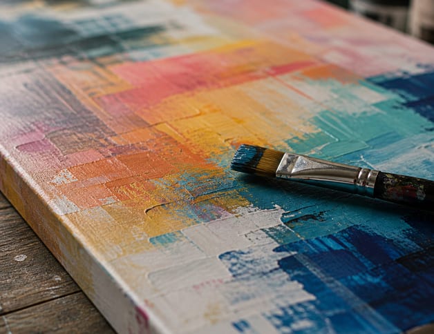 Colorful abstract painting created in a visual arts workshop