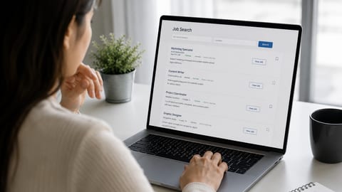 A job-matching dashboard on a tablet