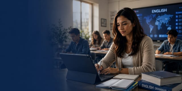 A student learning computer skills on a laptop