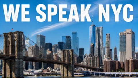 The We Speak NYC program logo on screen