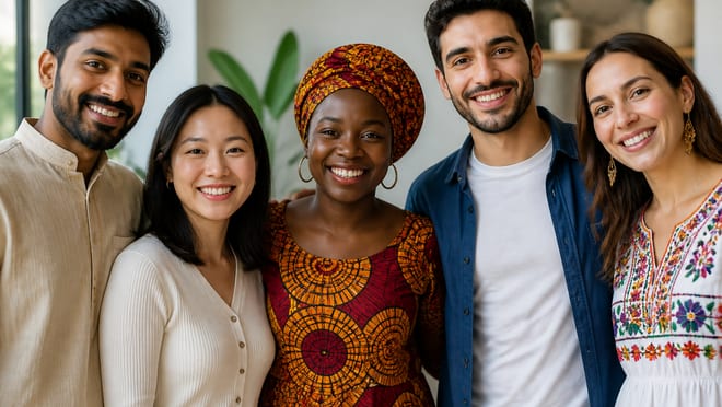 A collage of diverse community members smiling
