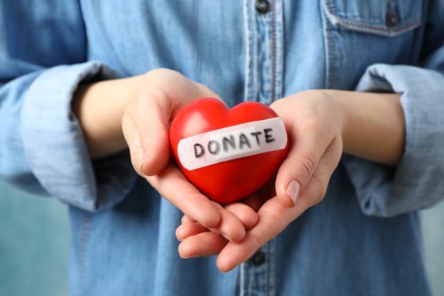 Close-up of a person holding a small red heart