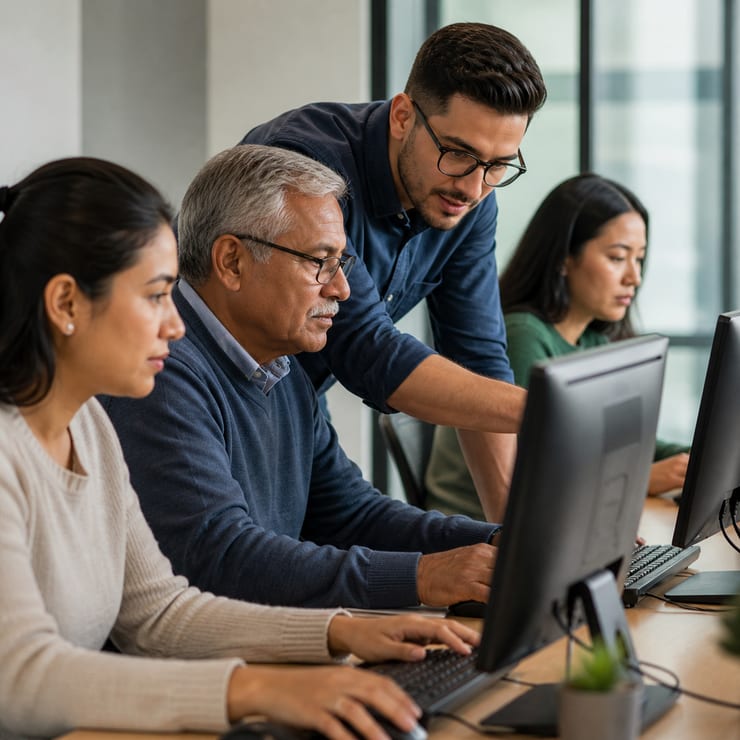 People learning digital skills on computers